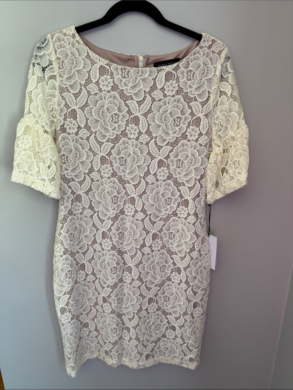 Ivanka Trump White Cream Floral Lace Midi Dress